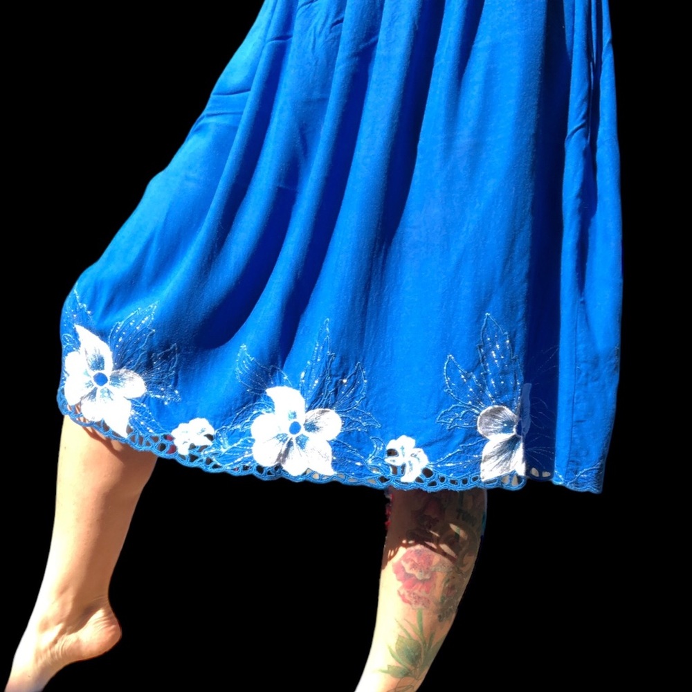 Vintage hand made appliqué lace skirt. Unique delicate work in super soft cotton